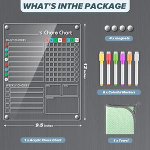 Acrylique UV Imprimé <span class=keywords><strong>Semaine</strong></span> Plan Noteboard Magnétique Effaçable Transparent Message Écriture Conseil Mémo Conseils Tableau Blanc-PET Blanc Couleur - Product Image 2