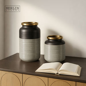 मेर्लिन लिविंग क्रैकल ग्ज फूल vase प्रकाश विलासिता सजावट सिरेमिक वज घर के सजावट के लिए सिरेमिक फूलदान - Product Image 3