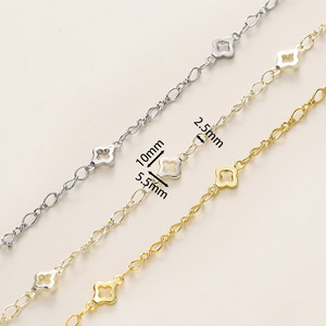 Gold Plated Chain Jewelry Findings For <b>Bracelet</b> Making 18k <b>Copper</b> Plating Extension Chain DIY Craft Components - Product Image 2
