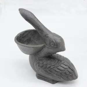 Vintage Metal Pelican Cast Iron Animal Giấu Một Chìa Khóa Giữ An Toàn Trang Trí Sân Vườn Mộc Mạc