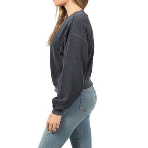 Sweat-shirt à capuche décontracté en coton tricoté pour femme, avec logo frontal, couleur unie, col rond, ODM, écologique et respirant – Collection Automne - Product Image 6