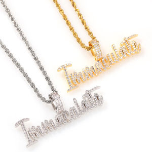 ABM SAVAGE Pendentif Hip Hop Plaqué Rhodium Trendy Cross Pattern avec CZ Letter Cash Trap Laiton Zircon sur Corde Chaîne pour Cadeau - Product Image 6