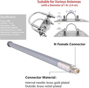 Antenne en fibre de verre LoRa 915 MHz Meshtastic, câble RG58 à faible perte de 16,4 pieds, origine Chine, modèle sans <span class=keywords><strong>hotspot</strong></span> Helium pour Nebra <span class=keywords><strong>Bobcat</strong></span> 300 - Product Image 2