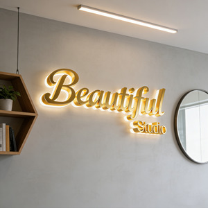 Insegna 3D Personalizzata con Lettere Retroilluminate, Logo <span class=keywords><strong>in</strong></span> <span class=keywords><strong>Metallo</strong></span> 3D, Insegna LED <span class=keywords><strong>da</strong></span> <span class=keywords><strong>Parete</strong></span> per Negozi - Product Image 3