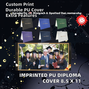 Imprinted 8.5 X 11 PU Leather Graduation Diploma/Certificate Cover <b>Document</b> <b>Holder</b> File Folder - Product Image 2