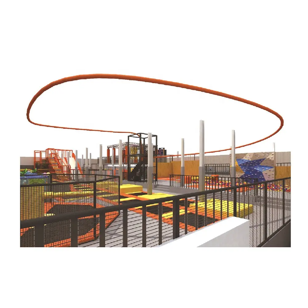 Kinderen Spelen Indoor Zip Line Pretpark Achtbaan, Roller Coaster Trampoline Zip Line Coaster