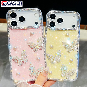 Custodie per Cellulari di Lusso con Diamanti Scintillanti, Glitter, Perle Trasparenti e Farfalle per <span class=keywords><strong>iPhone</strong></span> 17Air 17Promax 16E 15 <span class=keywords><strong>14</strong></span> 13 - Product Image 2