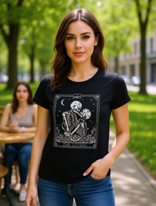 T-shirt girocollo stampata Skull Lovers da donna, manica corta, casual primaverile, 100% cotone jersey, vestibilità regolare - Product Image 2