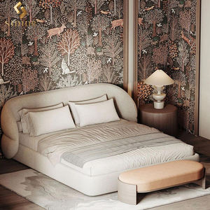 Moderno minimalista lino King Queen Size Queen Bed Frame camera da <span class=keywords><strong>letto</strong></span> Set di mobili in velluto imbottito in pelle - Product Image 4