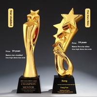 Trophée personnalisé haut de gamme écologique en cristal, nouvelle couronne en résine, récompense de champion, métal plaqué or, technique de gravure sculptée UV