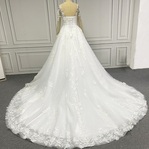 Robe de bal de luxe blanche, robe de mariée russe, manches longues, Alibaba, robes de mariée en dentelle, 20223 - Product Image 4