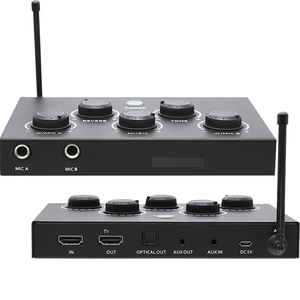 Mikrofon nirkabel, Reverb Tone efek vokal potong Karaoke Mixer mikrofon nirkabel sistem Home Theater UHF Mic Dual Channel Mixer Karaoke Digital - Product Image 2