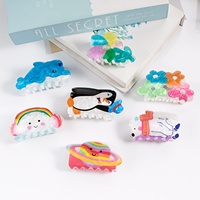 Pince à cheveux imprimée en forme de fleur, d'ours, de dauphin, de pingouin, d'abeille, avec logo personnalisé, pour chignon arrière, accessoire capillaire pour femme