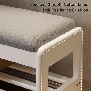 2-Tier <strong>Small</strong> Solid Wood <strong>Shoe</strong> Rack Bench Flip-Top Entryway <strong>Hallway</strong> <strong>Storage</strong> White - Product Image 4