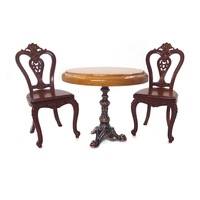 Accessoires pour maison de poupée 1/12 - Mini table à manger nostalgique avec chaises européennes et modèle de table - Simulation réaliste de scène de vie
