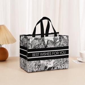 Borsa Tote in Tessuto Non Tessuto Laminato, Stampa Floreale e Animale Vintage, Grande Capacità, Riciclabile, Logo Personalizzato, Borsa <span class=keywords><strong>per</strong></span> la Spesa - Product Image 4
