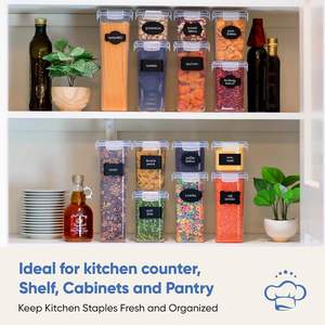24-Piece Organic Kitchen Storage <b>Containers</b> Single-Tier Transparent Airtight BPA-Free Microwavable Eco-Friendly PP <b>Square</b> Boxes - Product Image 3