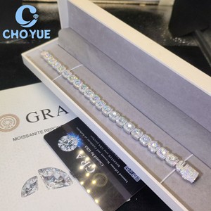 Wholesale 925 Sterling Silver 8MM Moissanite Tennis Bracelet Round Cut Iced Out Fine Jewelry for <b>Men</b> Women Pass Diamond Test - Product Image 3
