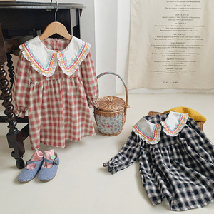 Nuevo otoño lindo Plaid marinero cuello fino manga larga bebé vestido niños abrigo 0-5 años niñas <span class=keywords><strong>ropa</strong></span> para niños - Product Image 3