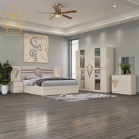 Meubles de chambre à coucher de luxe de style turc Vente en gros Double cadre en bois Ensemble de lit King Size Rangement pour la maison Chambre principale