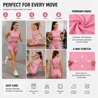 Ensemble de yoga sans manches à demi-zip, anti-humidité, imprimé, avec short cycliste moulant, tenue d'entraînement deux pièces pour femme, vêtements de sport avec boutons
