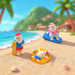 Figuras de Resina de Mini Santa Claus para Decoración de Playa, Adornos en Miniatura para Paisajes Tropicales Costeros, Venta Caliente de Verano - Product Image 3