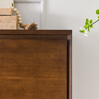 Buffet moderne couleur noyer avec 2 trous pour prises, armoire de rangement pour salon