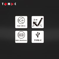 TOMAC Lampe de poche LED rechargeable étanche IP68 en aluminium 6061 1200 lumens