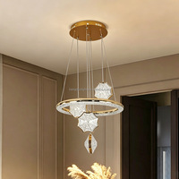 Lustre LED multicouche en fer chromé de style nordique, luminaire suspendu à abat-jour rond long pour salon, éclairage de luxe