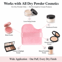 Éponge de maquillage en microfibre velours ergonomique JLY Square Powder Puff avec encoche pour le coin du nez et ruban en satin pour poudre visage