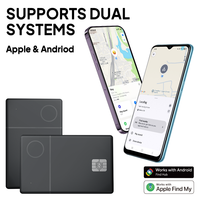 Traceur de Portefeuille pour Cartes de Crédit PRO Sans Fil Rechargeable IP68 Ultra-Mince (0,07 po) Localisateur d'Objets pour Portefeuille et Bagages Double Système iOS et Android