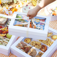 Wegwerp ecologische biologisch afbreekbare kraftpapieren lunchboxen, fruitbentoboxen, picknick- en barbecuecontainers, glanzende laminatie, UV-bestendig