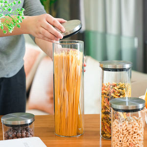 Glaszylinder Pantry Aufbewahrung behälter Set mit Edelstahl deckel Silikon Luftdichte Dichtung für Küchen-Trocken futter - Product Image 2