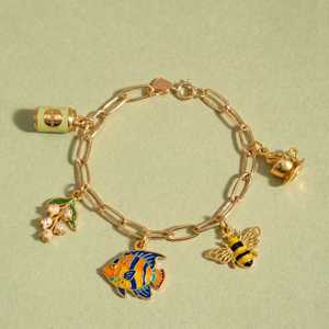 YIMEILI y Dije DIY de Acero Inoxidable con Baño PVD de Oro de 18K y Esmalte, con diseños de Corazón de la suerte, Lirio de los valles, Pez, Café, Pastel, Abeja y Matcha - Product Image 5