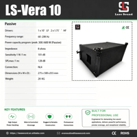 Sistem Line Array LS-VERA 10 dengan Subwoofer Aktif 10 Inch untuk Speaker Konser Luar Ruangan