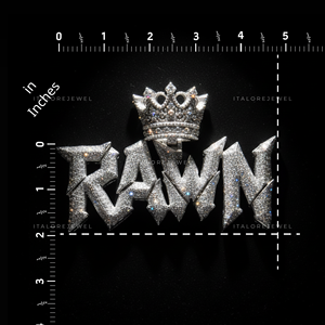 RAWN Collar con Colgante de Letra de Moissanita Engastada en Canal de Plata de Ley 925 Bañada en Oro Blanco Gótico, Estilo Hip Hop Unisex - Product Image 6