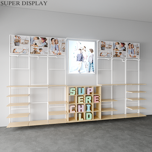 חם מכירה חנות ניידת תצוגה רהיטים ילדים של מתכת מדפי קיר עץ לילדים בגדים וצעצועים חנות קמעונאית מדפים - Product Image 6