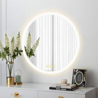 Miroir intelligent de salle de bain rond rétroéclairé par LED à fixation murale avec écran tactile RM-RB80