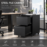 Armoire mobile à 2 tiroirs en acier avec serrure et roulettes, armoire de rangement métallique roulante sous le bureau pour le bureau
