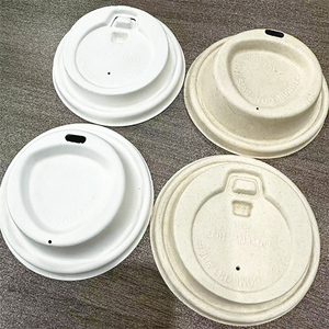 Venta al por mayor personalizado desechable degradable 12oz16oz tapas de vasos de papel respetuosas con el medio ambiente tapas de bebida de café de pulpa de <span class=keywords><strong>caña</strong></span> de azúcar - Product Image 3
