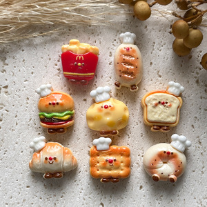 Chapeau de chef de dessin animé, pain, hamburger, aimant de réfrigérateur en résine DIY sur le thème alimentaire, breloques pour téléphone, décorations pour nail art, accessoires pour cheveux - Product Image 6