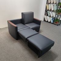 Doppels itz Schlafs ofa mit Aufbewahrung sbox Schwarzes Leder Klapp sofa kam für das Krankenhaus
