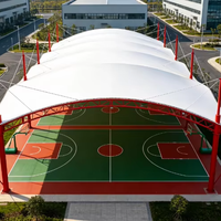 Auvent en membrane tendue en PVDF avec structure en acier galvanisé, moderne, pour terrain de badminton extérieur, abri anti-pluie et anti-soleil, abri de garage