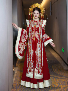 Abito Xiuhe Rosso Elegante S1979Y, Nuovo Abito Nuziale Cinese <span class=keywords><strong>per</strong></span> Spose, Vestito da Cerimonia Nuziale di Alta Gamma con Maniche Larghe - Product Image 5