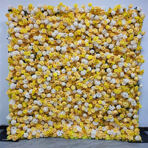 Nuevo Fondo de Pared con Flores 3D Personalizado, Telón de Fondo para Fiestas y Eventos, Cortina con Rosas Amarillas, Flores Artificiales para Pared - Product Image 1