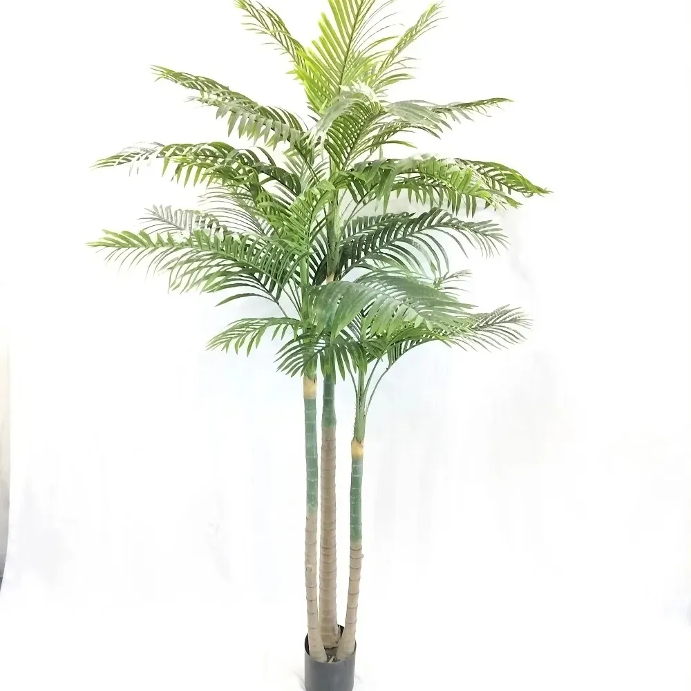 Plantes artificielles en plastique de haute qualité palmier décoratif 210cm 5 troncs 32 feuilles