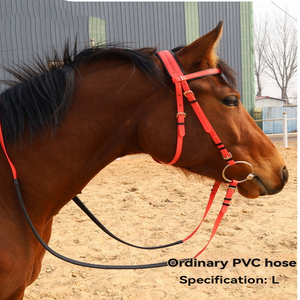 Ensemble complet de haute qualité fournitures équestres PVC Nylon rênes d'<span class=keywords><strong>eau</strong></span> bouche cheval mâcher haut Western circonférence licou pour la course - Product Image 1