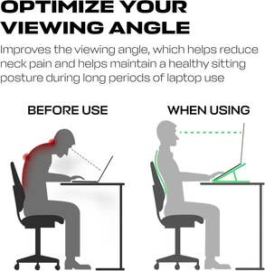 Supports de refroidissement pour ordinateur portable, 7 niveaux réglables, support de ventilateur pour ordinateur portable en aluminium, support pour ordinateur portable pour bureau avec ventilateurs de refroidissement - Product Image 4