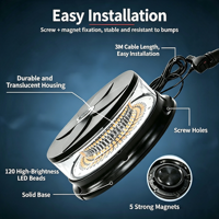 Balise LED 96W, 16 modes stroboscopiques, lumière d'avertissement, fixation magnétique, boîtier PC, 5 couleurs, lumière clignotante rotative pour alerte de sécurité des véhicules