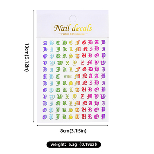 Adesivi per Nail Art 3D con lettere gotiche autoadesive in argento oro alfabeto per Nail Art decalcomania con scritta colorata per unghie tatuaggi adesivi decalcomania - Product Image 6